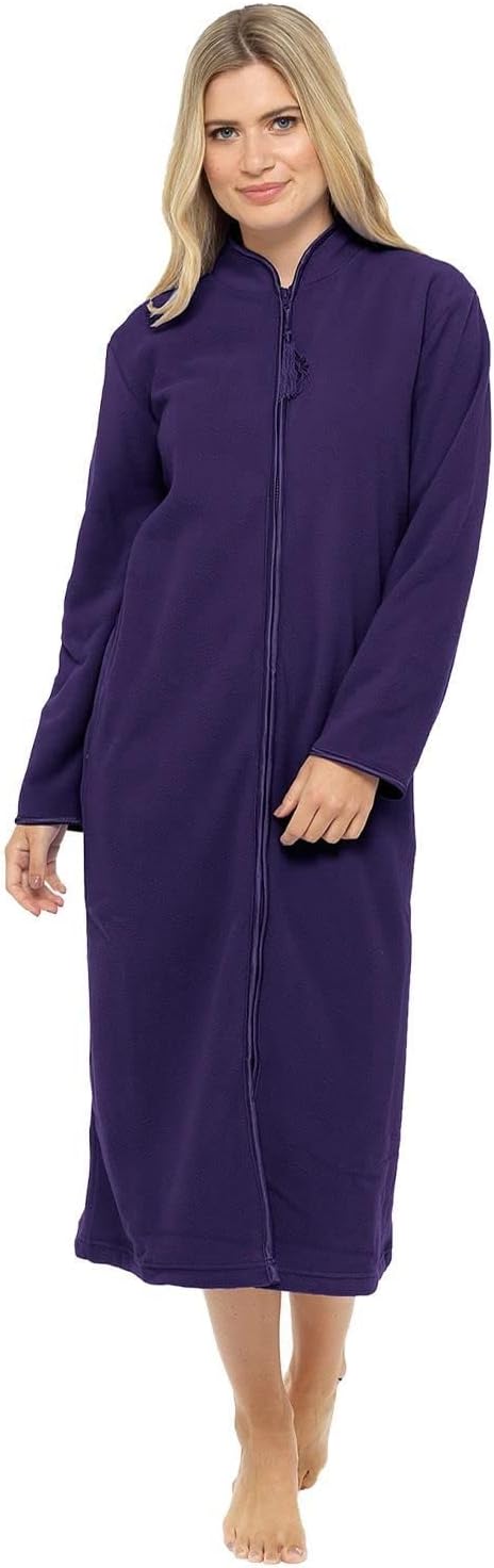 Soft zip-front dressing gown for easy post-surgery dressing