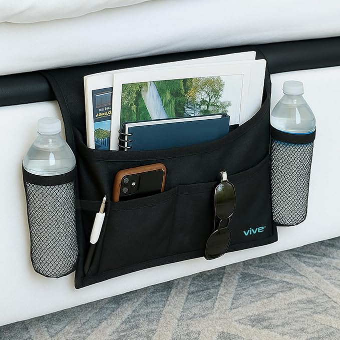 Bedside organiser caddy for keeping essentials within reach