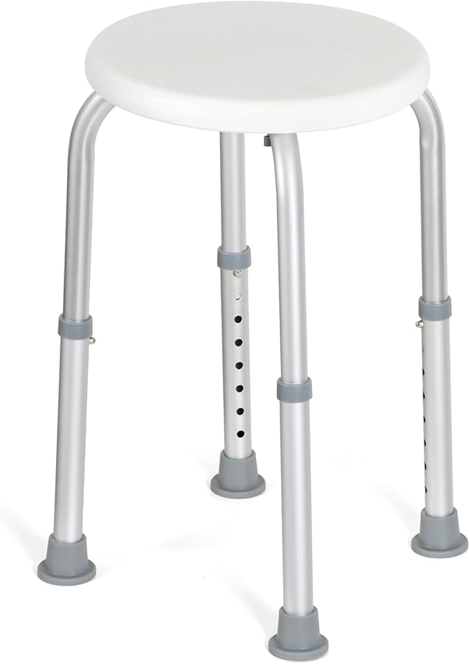 Lightweight aluminium shower stool for safe seated showering