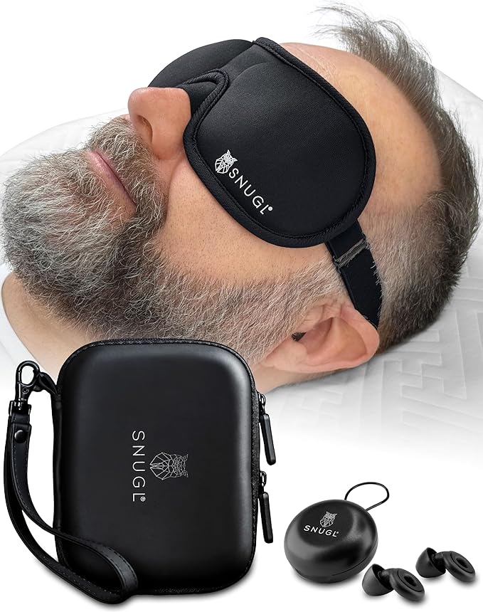 Luxury silk sleep mask and ear plug set for undisturbed recovery sleep